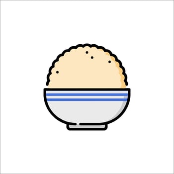 Rice bowl icon in a white bowl vector