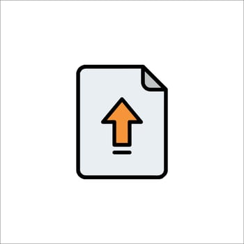 An orange arrow pointing up on a file icon vector