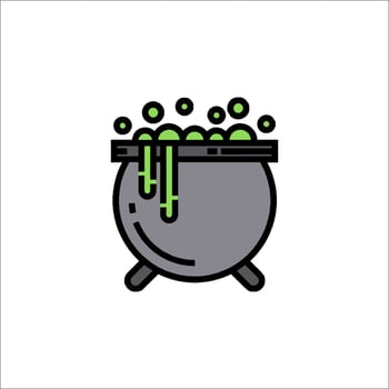 A cauldron with green liquid and bubbles vector