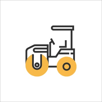 A tractor with wheels on the front and a yellow sign vector