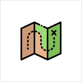 A map with a line going through it vector