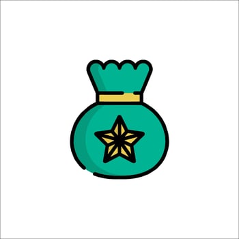A green bag with a star on it vector