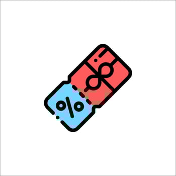 A red and blue rectangle with a percentage sign vector