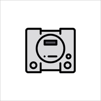 A black and white image of a game console vector