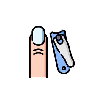 A finger with a pair of scissors on it vector