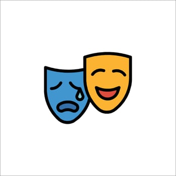 Two theater masks with a sad face vector