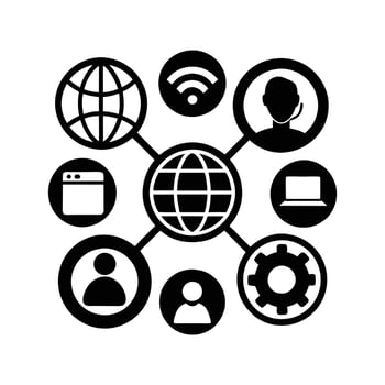 internet icon set silhouettette vector