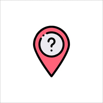 A pink pin with a question mark on it vector