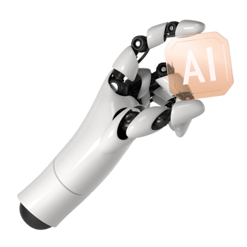 A robot holding an ai sign png