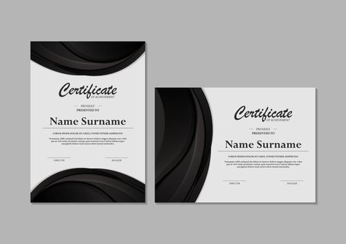 Dark abstract wave award certificate vector