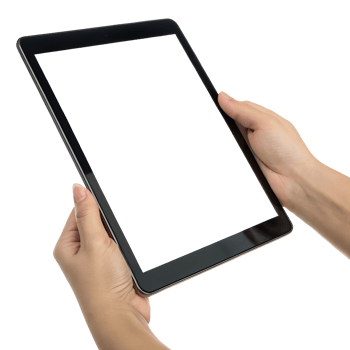 Hand holding tablet for isolated on transparency background png