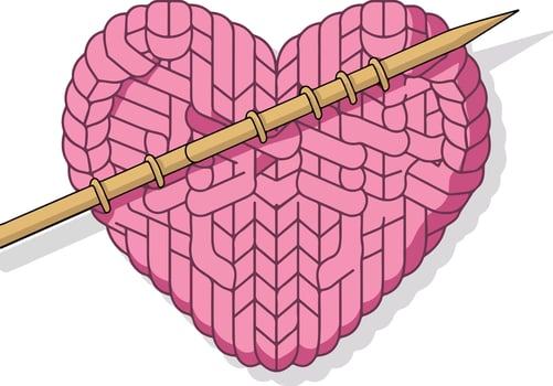 knitting heart love vector