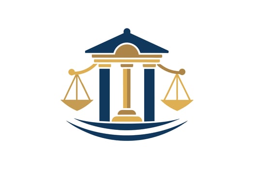 Law Firm Logo Featuring Courthouse and Scales of Justice vector