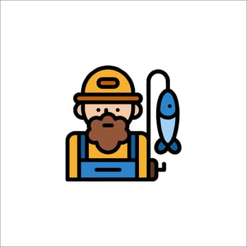 A man with a fishing rod and hat vector