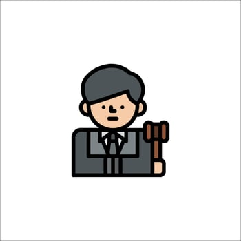 A man in a suit holding a hammer icon vector