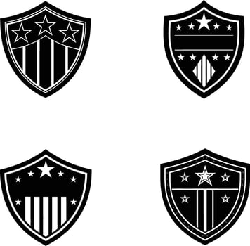 Patriotic shield with stars silhouette set illustration vector