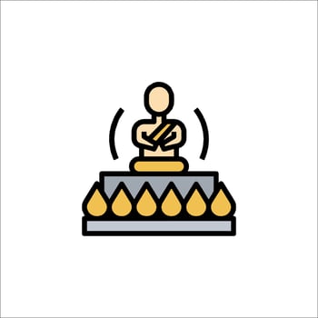 A buddha statue on top of a table with a gold statue vector