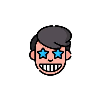 A cartoon man with blue eyes and a star on his forehead vector