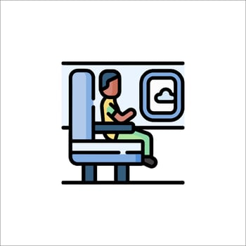 A man sitting on a chair in an airplane vector