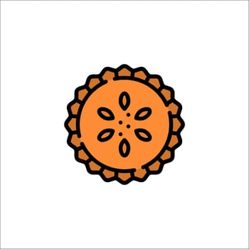 A simple orange and black icon of a cookie vector
