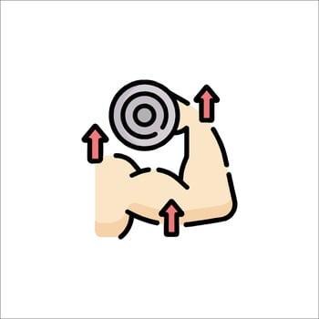 A man is holding a dumbbell in his hand vector