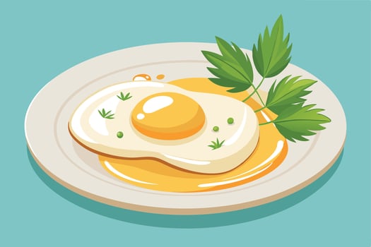 Fried Egg on a Plate, Illustration vector