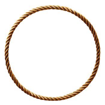 Golden Rope Circle Frame on Black Background Elegant Design Element png