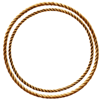 Golden Rope Circle Frame Design Element on Black Background png