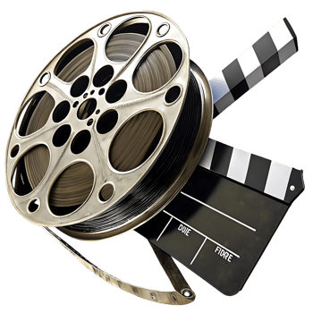 Classic Film Reel and Clapperboard A Vintage Hollywood Production Scene png