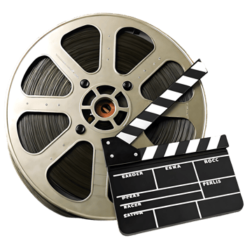 Classic Film Reel and Clapperboard A Vintage Cinema Icon png