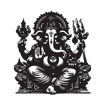 Black Ganesh Silhouette Editable Design with Transparent Background vector