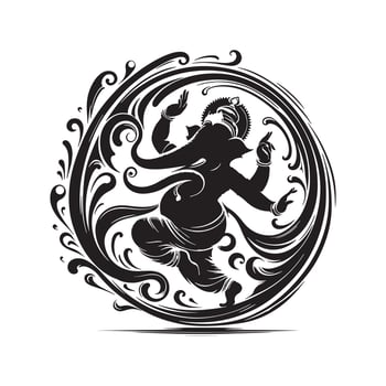 Elegant Lord Ganesha Silhouette Black Art with Transparent Background vector
