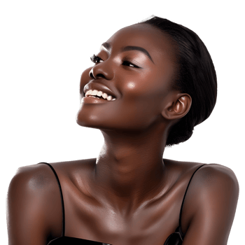 Beautiful african woman smiling with her eyes closed png