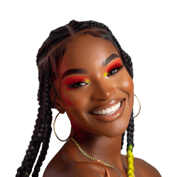 Woman with braids and a bright red and yellow makeup png