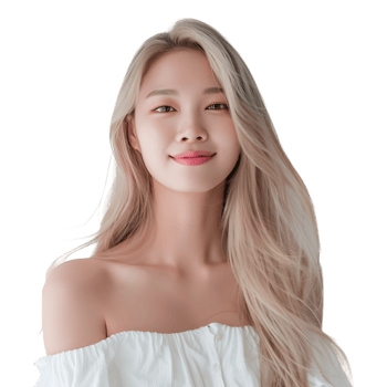 Woman with long hair and a white top png