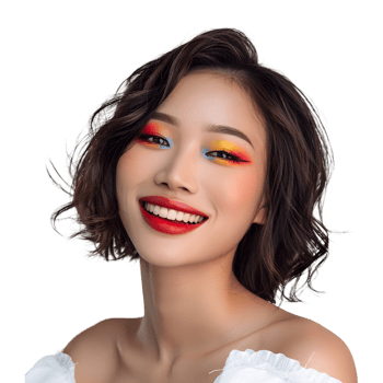 Beautiful asian woman with bright makeup png