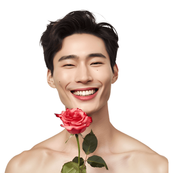 Korean man model holding rose png