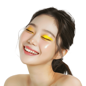 Woman with yellow eyes and a smile png