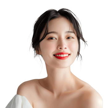 Woman with red lipstick and a white shirt png