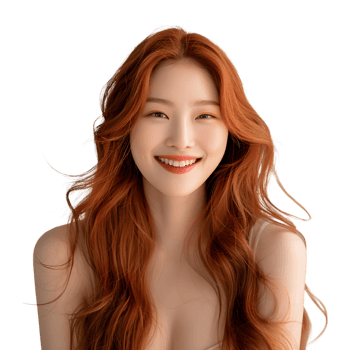 A woman with long red hair smiling png