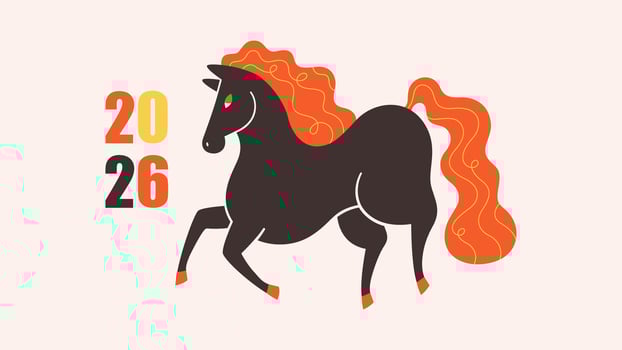 Happy Chinese New Year. Cute illustration with Horse. Print design with horse for greeting cards, posters, banners. Year of the Horse. vector