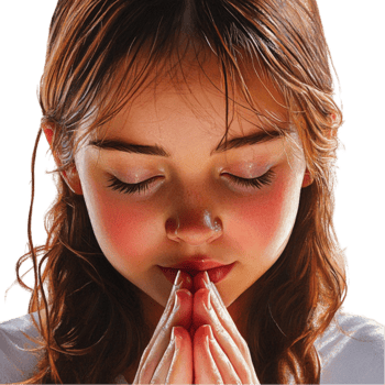 Girl with Closed Eyes in Prayer and Meditation png