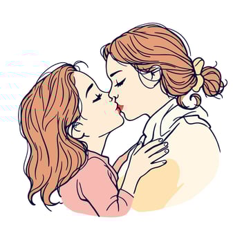 Mother and daughter sharing a tender kiss, embracing love and family bonds vector