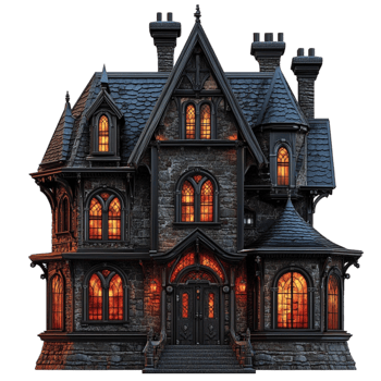 Haunted Gothic Mansion with Spooky Atmosphere png