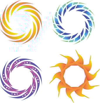 set of abstract sun and stars illustrations vector