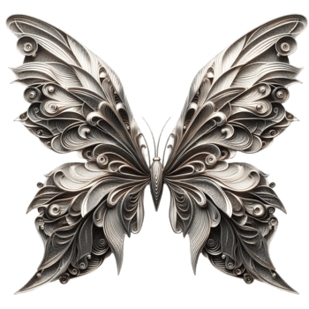 Ornate Metallic Butterfly Design png