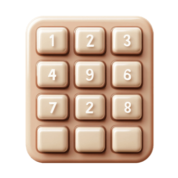 3D Wooden Keypad with Numbers png