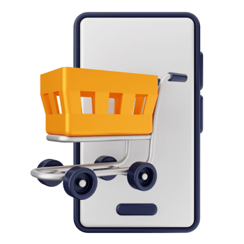 Shopping cart on mobile phone png