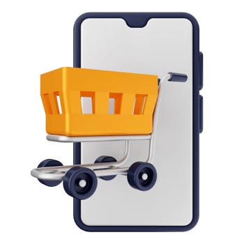Shopping cart on mobile phone png