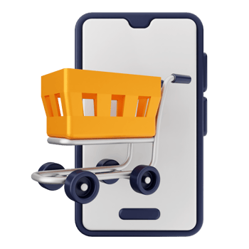 Shopping cart on mobile phone png